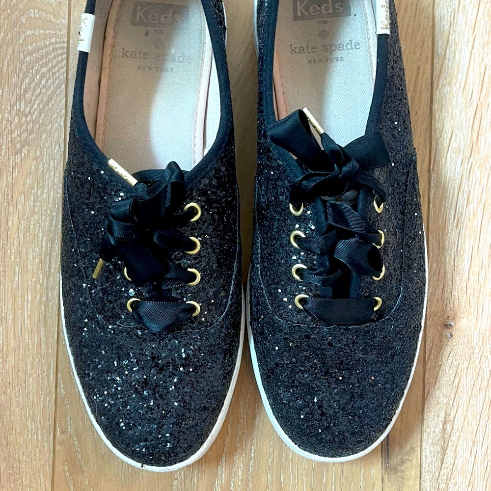 EUC Kate Spade x Keds Black Glitter Sneakers SZ 7